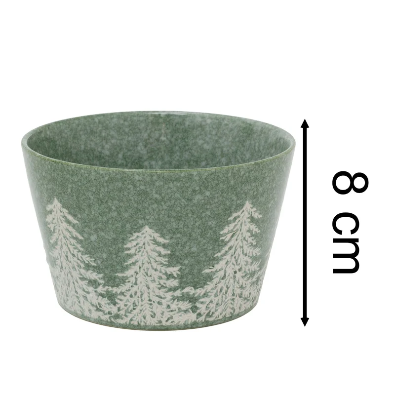 Green Embossed Christmas Tree Bowl | Festive Reactive Glaze Stoneware Bowl