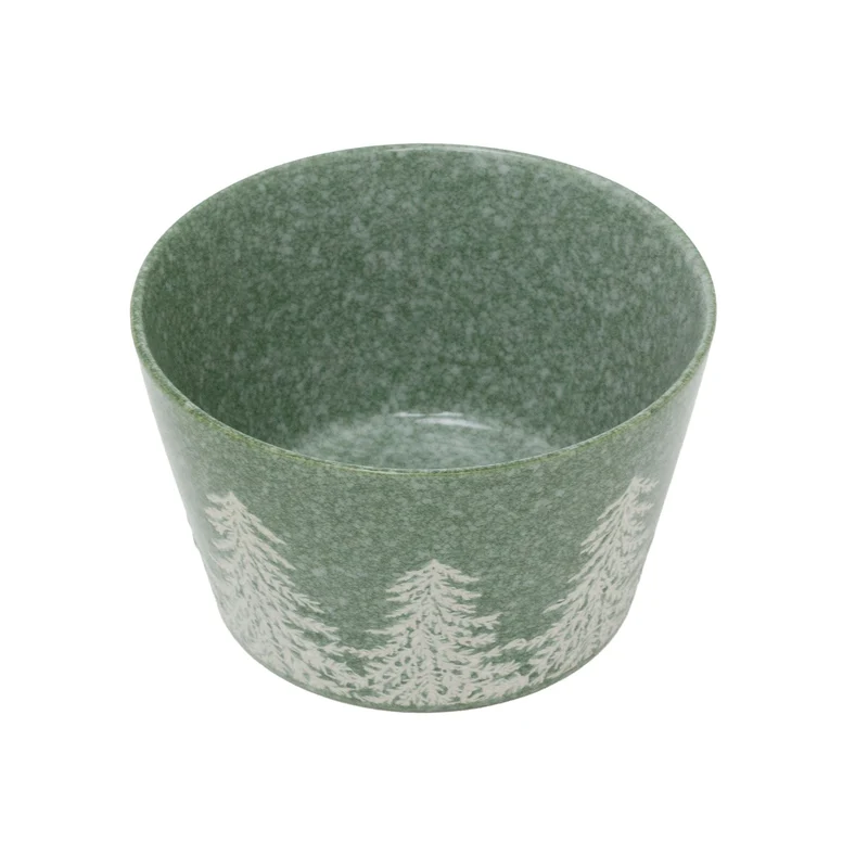 Green Embossed Christmas Tree Bowl | Festive Reactive Glaze Stoneware Bowl
