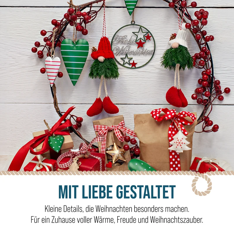 Stoff-Wichtel 2er-Set H ca. 18 cm hängend mit Zipfelmütze & Baumelbeinen