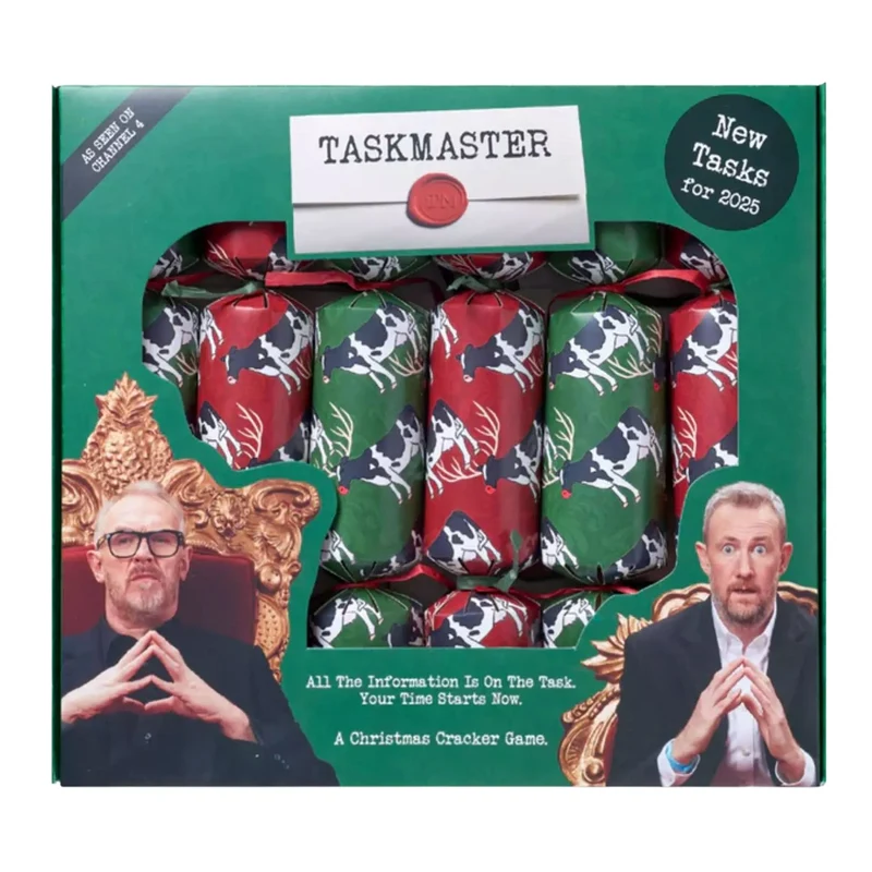 Taskmaster 2025 Christmas Crackers Pack of 6 with Original Tasks and Trophy