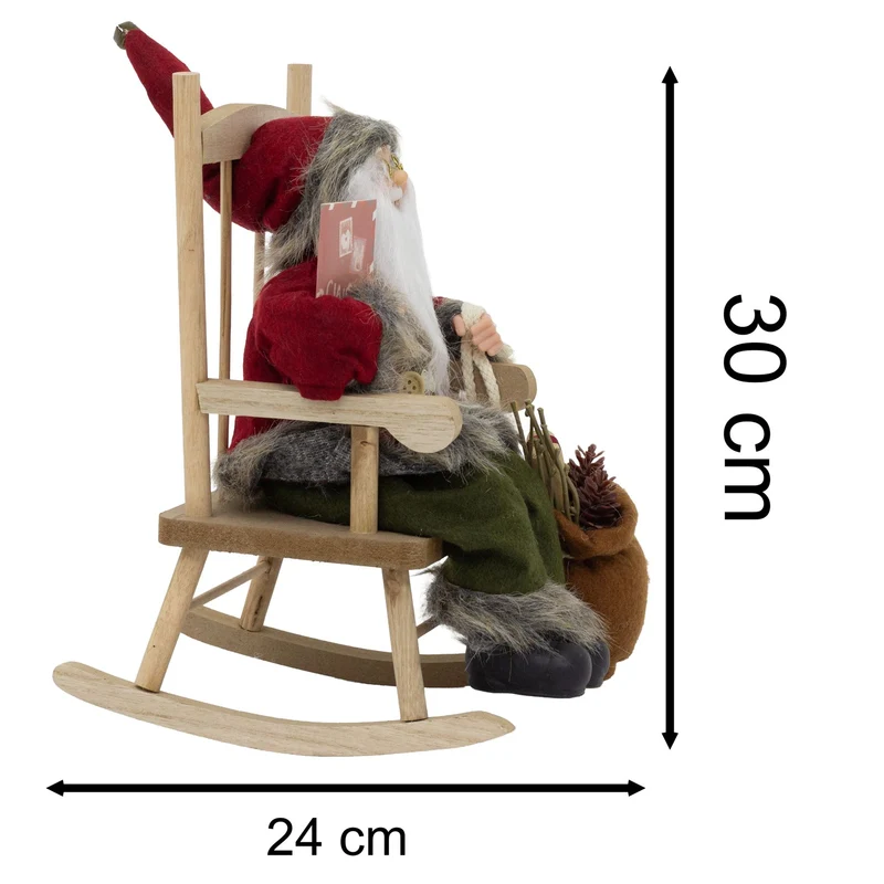 Traditional Santa Claus in Rocking Chair | Rustic Father Christmas Figurine