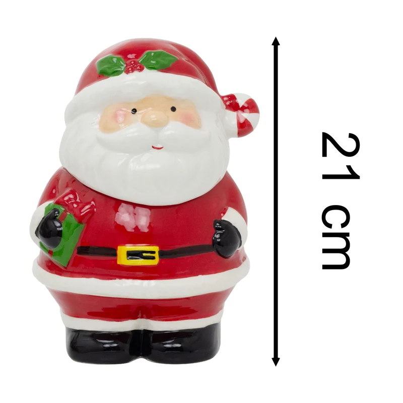 Santa Claus Christmas Storage Jar | Ceramic Cookie Jar Biscuit Barrel with Lid
