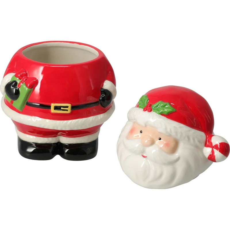 Santa Claus Christmas Storage Jar | Ceramic Cookie Jar Biscuit Barrel with Lid