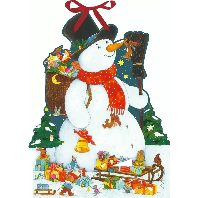 Snowman Advent Calendar | Large Kids Christmas Countdown with Glitter & Ribbon