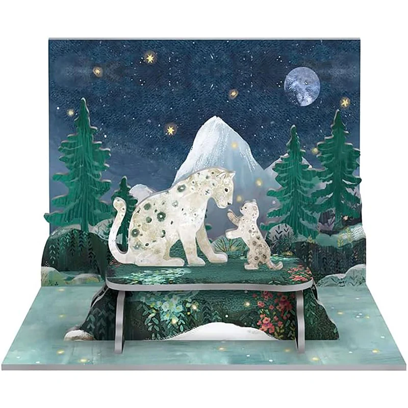 Snow Leopards Pop & Slot 3D Decoration | Build Your Own Winter Landscape Diorama