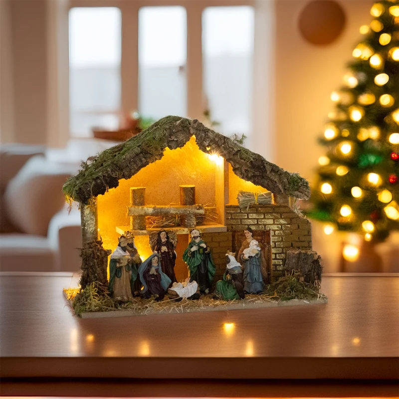 8-Piece Christmas Nativity Figurines | Traditional Holy Family Figures Set - 9cm