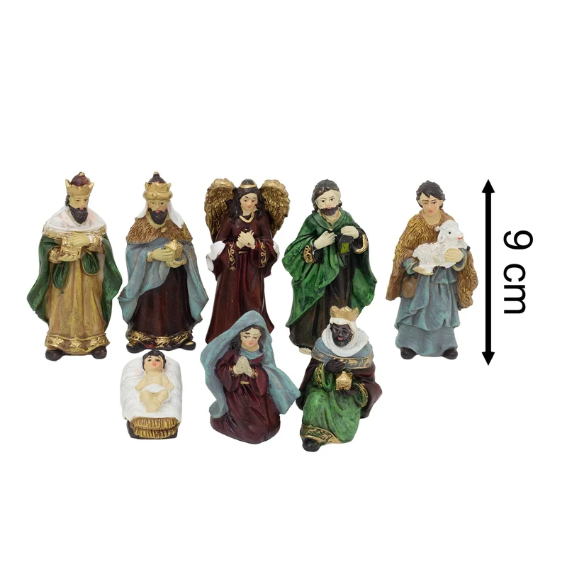 8-Piece Christmas Nativity Figurines | Traditional Holy Family Figures Set - 9cm
