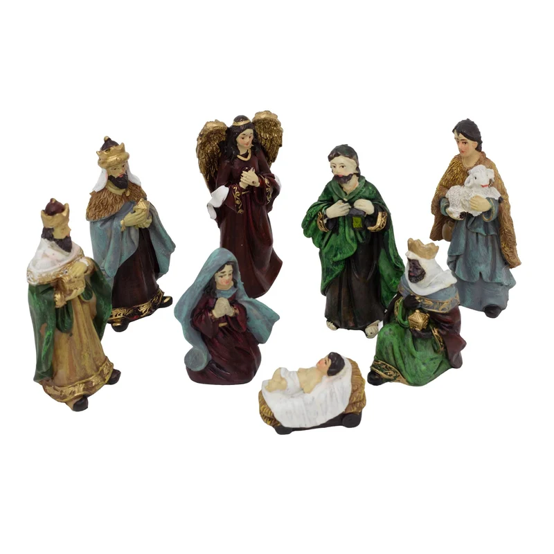 8-Piece Christmas Nativity Figurines | Traditional Holy Family Figures Set - 9cm