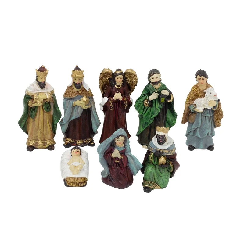 8-Piece Christmas Nativity Figurines | Traditional Holy Family Figures Set - 9cm