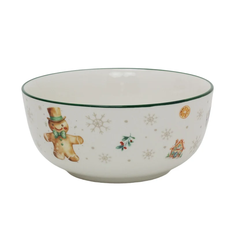 Gingerbread Christmas Bowl | Ceramic Bowl for Snacks, Soups & Desserts