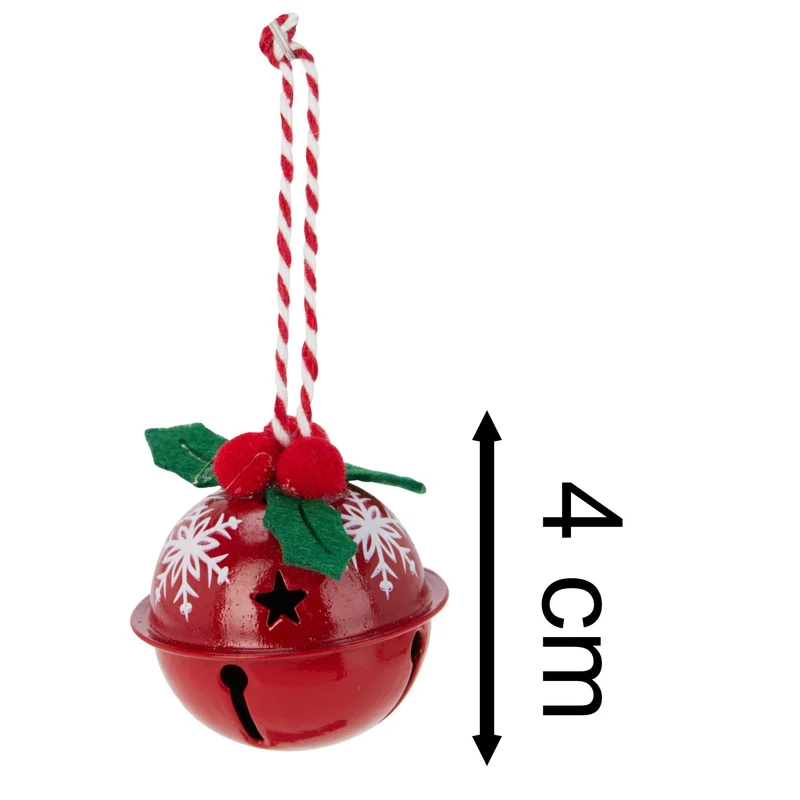 Pack of 12 Small Festive Jingle Bell Baubles | Christmas Tree Ornaments - 4cm