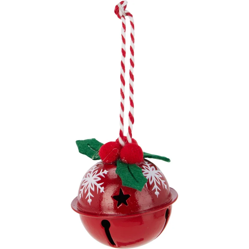Pack of 12 Small Festive Jingle Bell Baubles | Christmas Tree Ornaments - 4cm