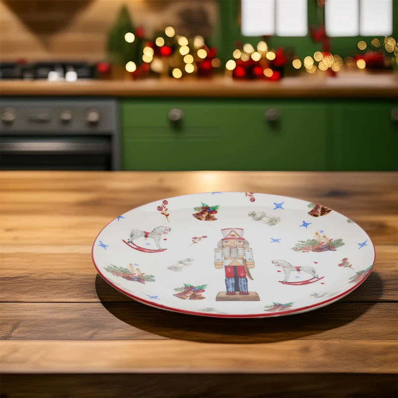 Nutcracker Christmas Plate Large | Retro Ceramic Festive Dinner Plate - 27cm