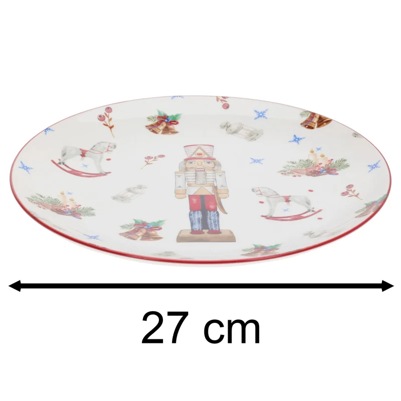 Nutcracker Christmas Plate Large | Retro Ceramic Festive Dinner Plate - 27cm