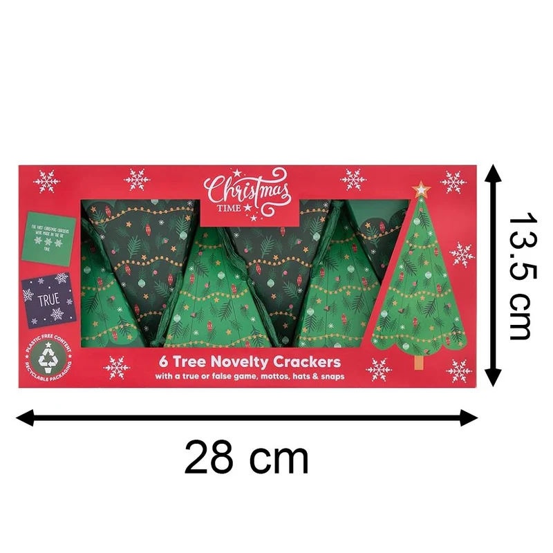 Set of 6 Tree Crackers with True or False Game | Novelty Christmas Crackers