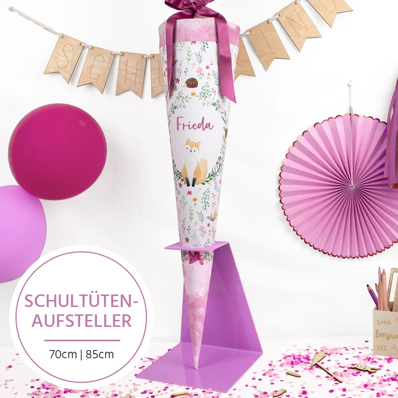 Schultüten Aufsteller 70 cm / 85 cm - rosa