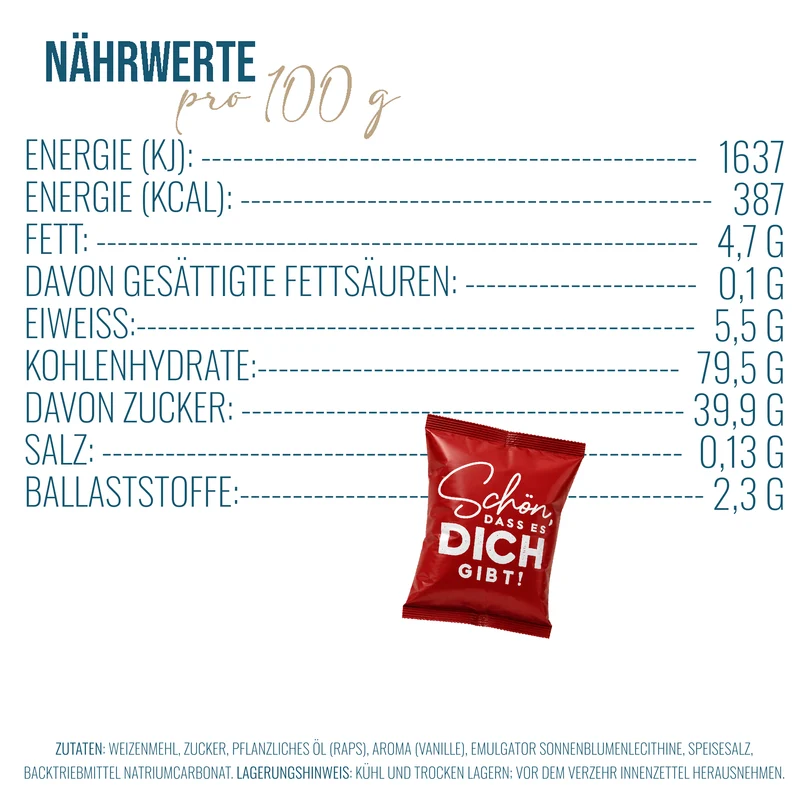 Glückskekse Schön, dass es dich gibt, Karamell-Zimt, 25 Stück