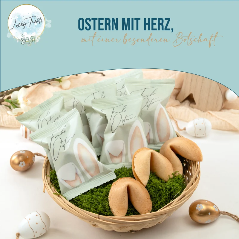 Glückskekse Ostern, Grün, 25 Stück fürs Osternest