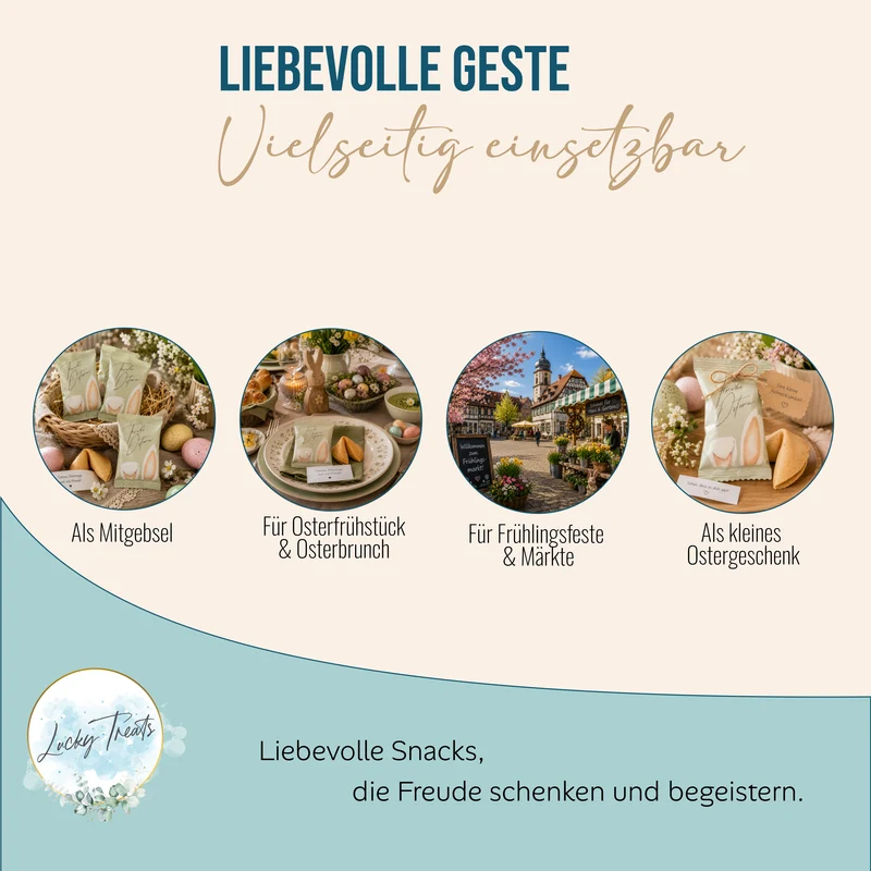Glückskekse Ostern, Grün, 25 Stück fürs Osternest