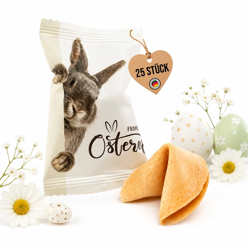 Glückskekse Ostern, Weiß, 25 Stück fürs Osternest