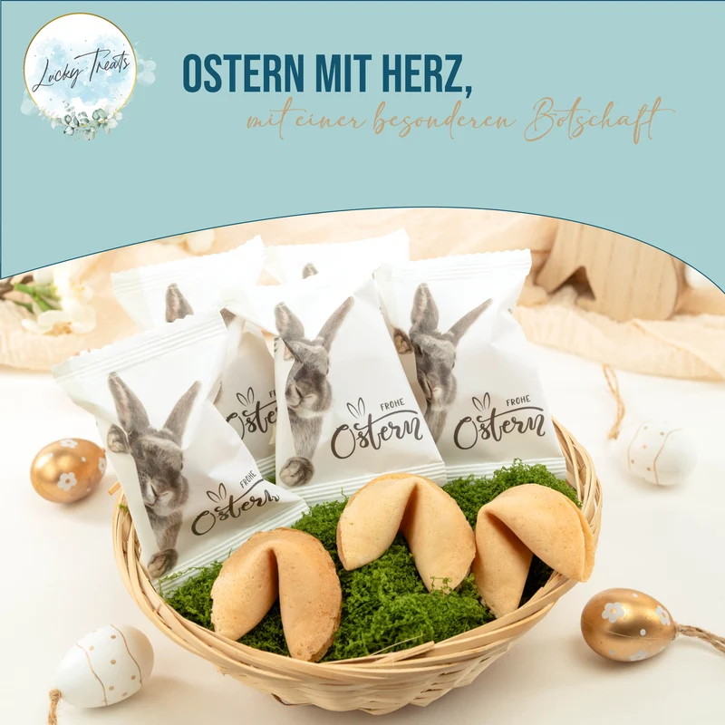 Glückskekse Ostern, Weiß, 25 Stück fürs Osternest