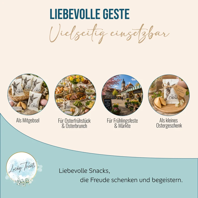 Glückskekse Ostern, Weiß, 25 Stück fürs Osternest