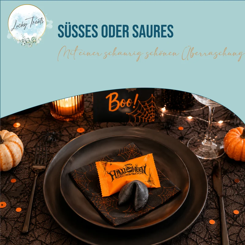 Glückskekse Halloween, Schwarz, 25 Stück
