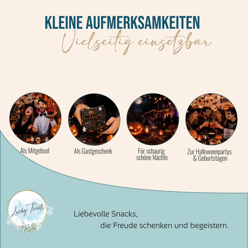 Glückskekse Halloween, Schwarz, 25 Stück