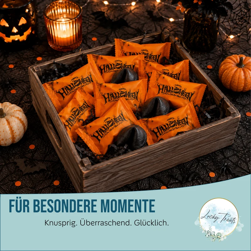 Glückskekse Halloween, Schwarz, 25 Stück