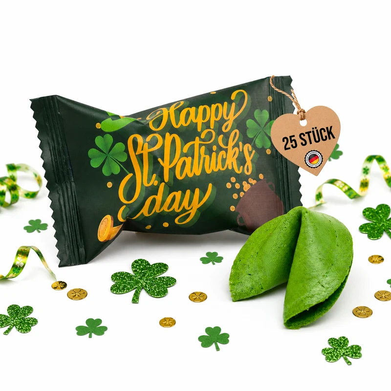 Glückskekse St. Patrick's Day, Grün, 25 Stück