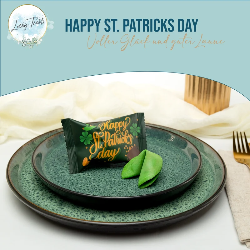 Glückskekse St. Patrick's Day, Grün, 25 Stück