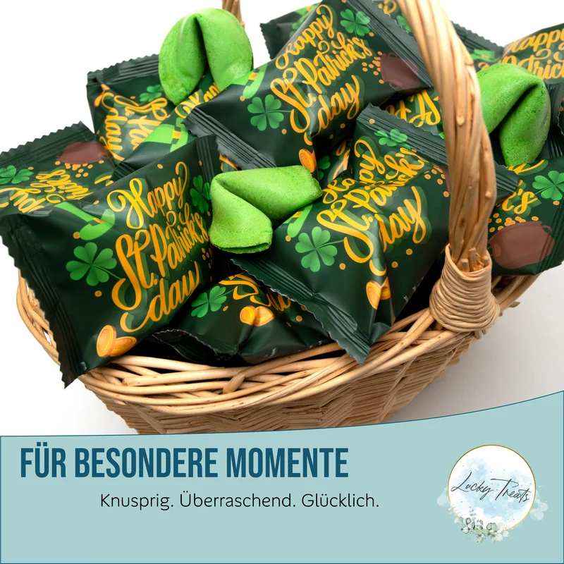 Glückskekse St. Patrick's Day, Grün, 25 Stück