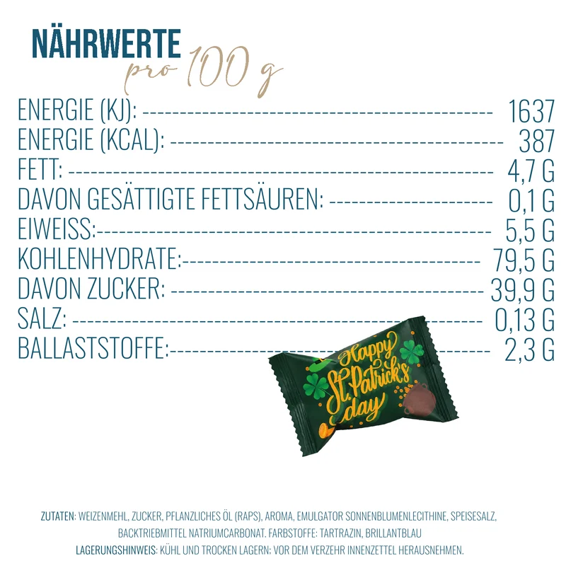 Glückskekse St. Patrick's Day, Grün, 25 Stück