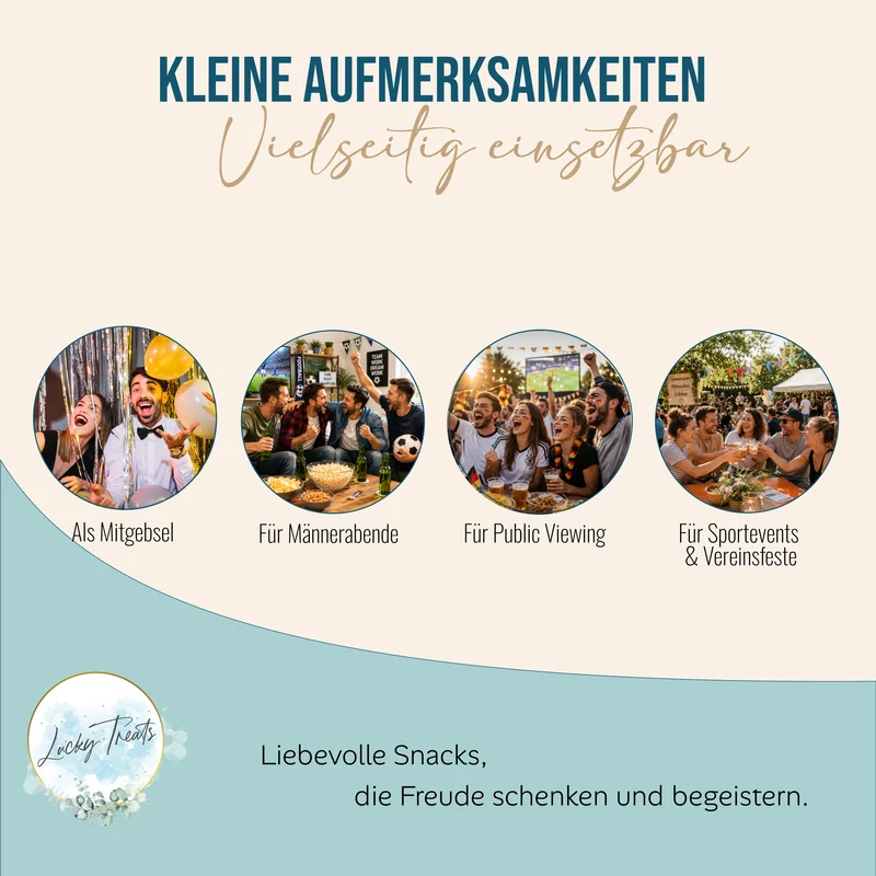 Glückskekse Fußball 25er Set – vegane Glückskekse mit Vanille-Zitronen-Geschmack, Fußballsprüche & Team-Facts