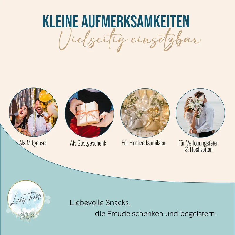 Glückskekse Hochzeit 25er Set mit Hochzeitsspiel, Vanille-Zitrone