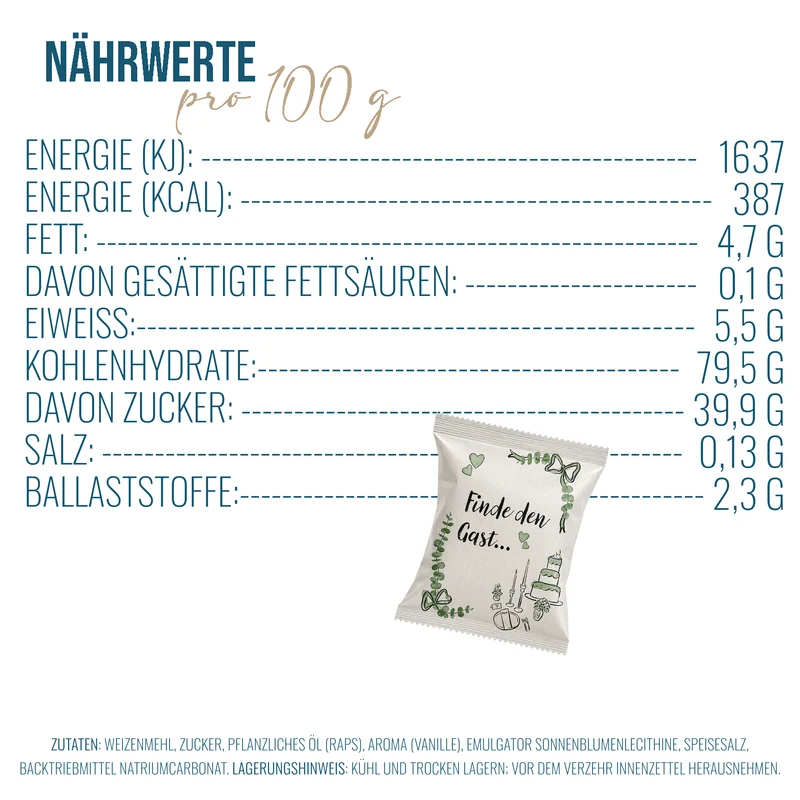 Glückskekse Hochzeit 25er Set mit Hochzeitsspiel, Vanille-Zitrone