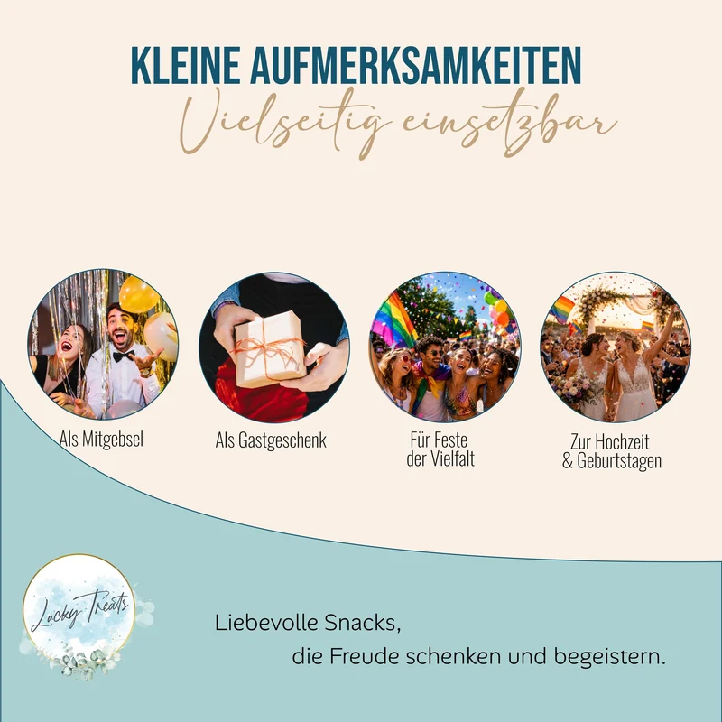 Glückskekse Love Pride 25 Stück, Regenbogen, einzeln verpackt
