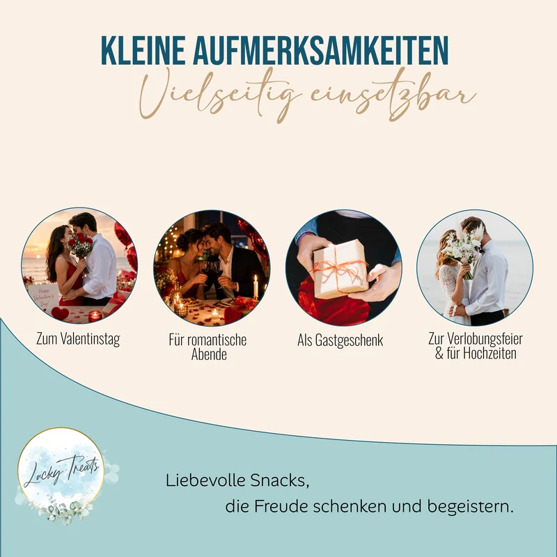 Glückskekse Valentinstag, Kakao-Vanille, 25 Stück