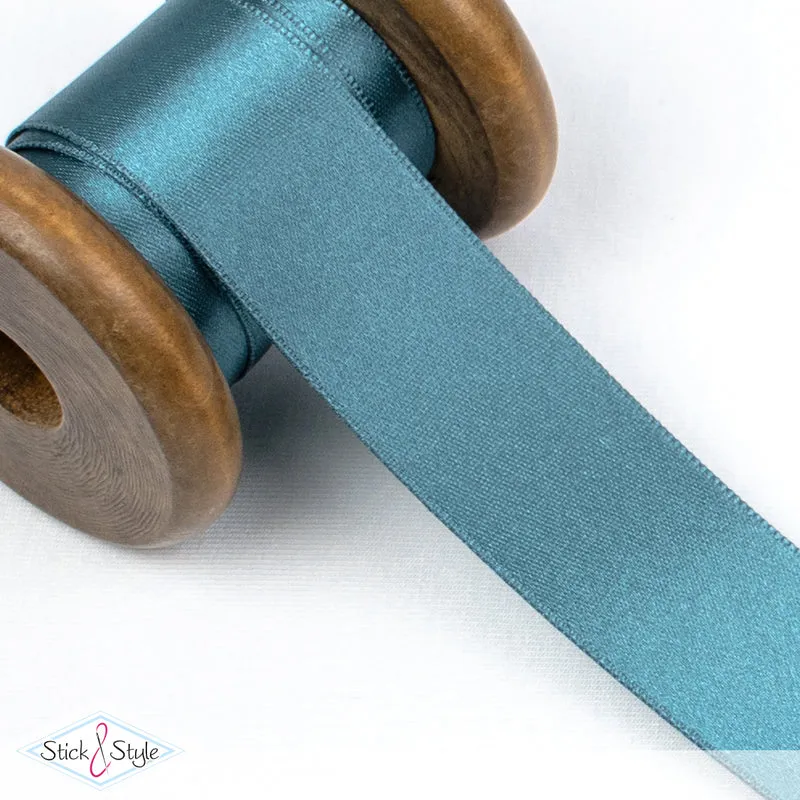 Satinband 25mm - Meterware - meeresblau