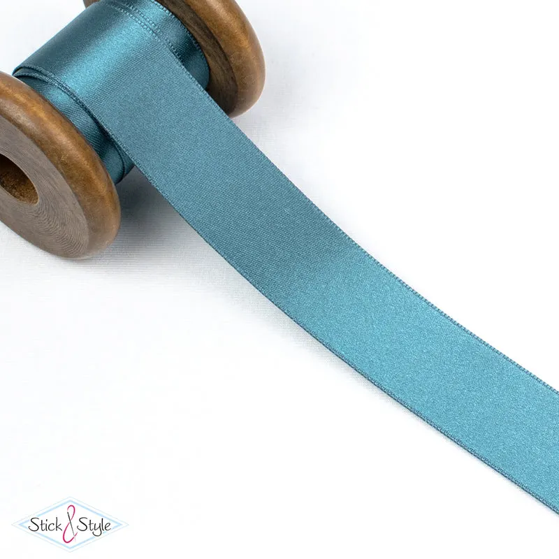 Satinband 25mm - Meterware - meeresblau