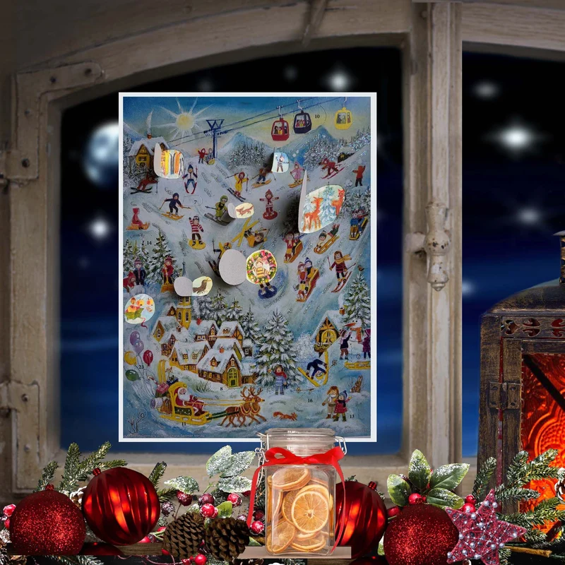 Skiing Fun, Santa Joins the Sled Ride | Traditional Christmas Advent Calendar