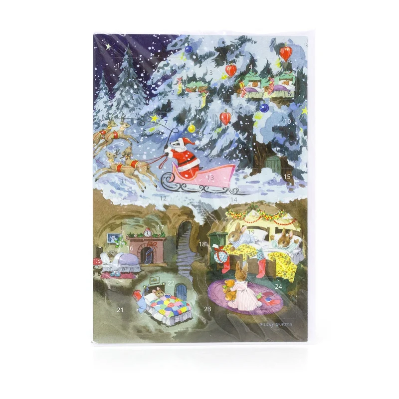Badger Father Christmas Advent Calendar Greetings Card | Advent Calendar - A5