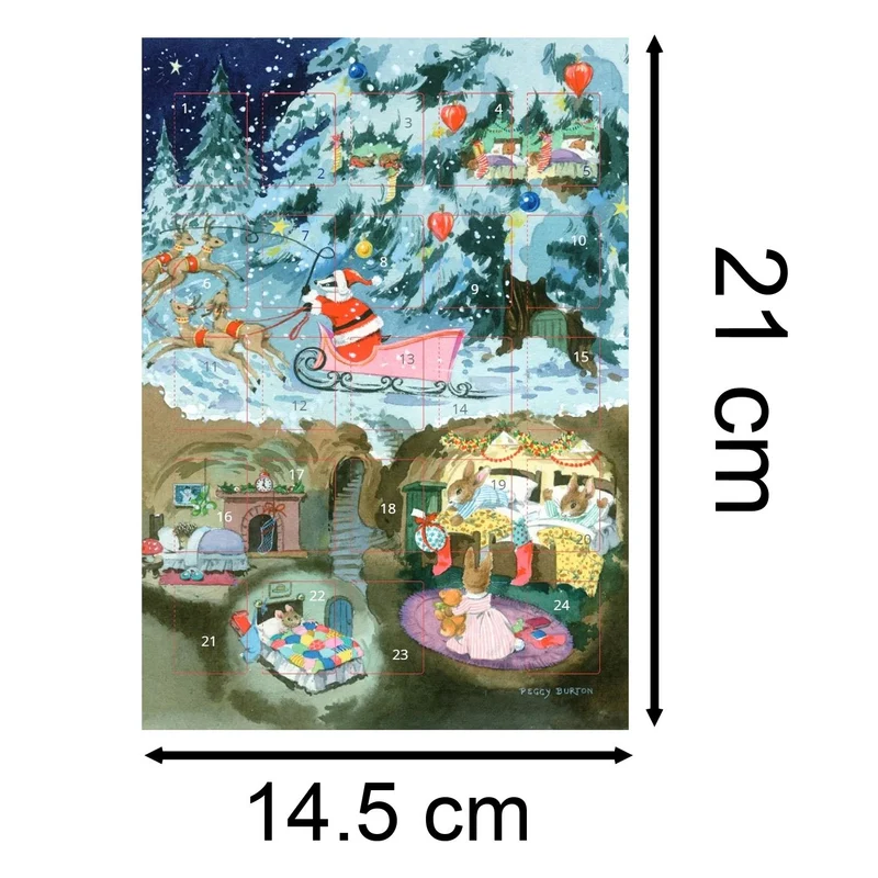 Badger Father Christmas Advent Calendar Greetings Card | Advent Calendar - A5