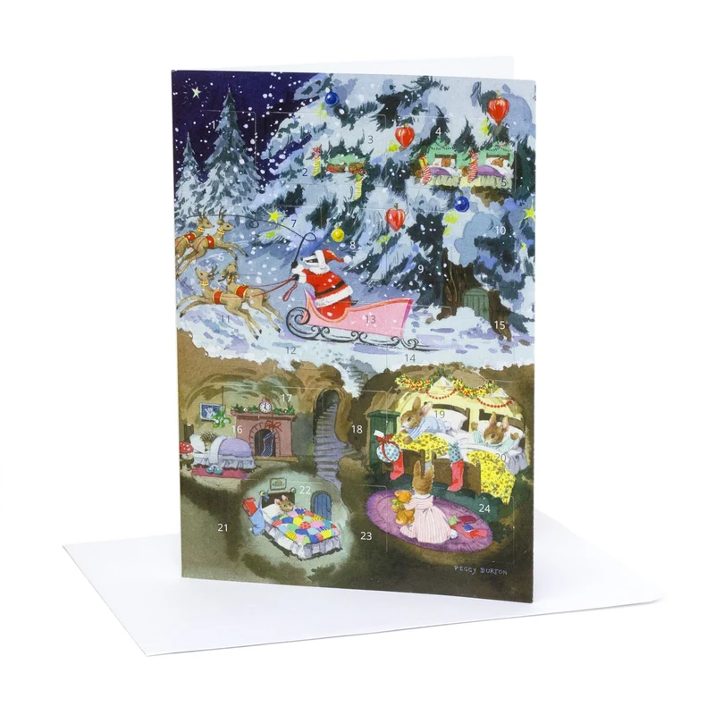 Badger Father Christmas Advent Calendar Greetings Card | Advent Calendar - A5