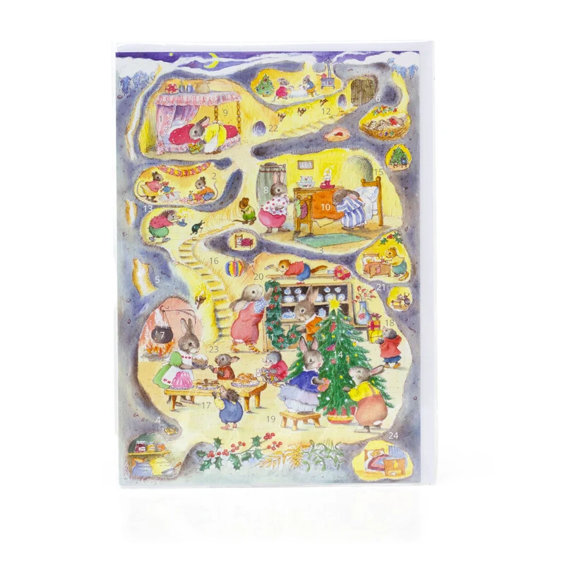 Rabbit Warren Advent Calendar Greetings Card | Christmas Advent Calendar - A5