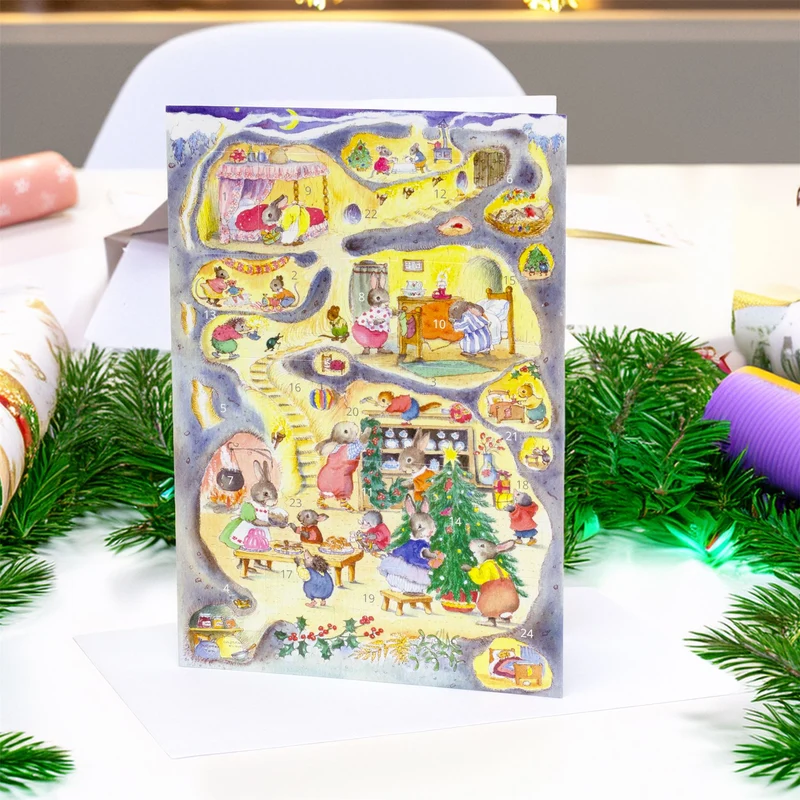 Rabbit Warren Advent Calendar Greetings Card | Christmas Advent Calendar - A5