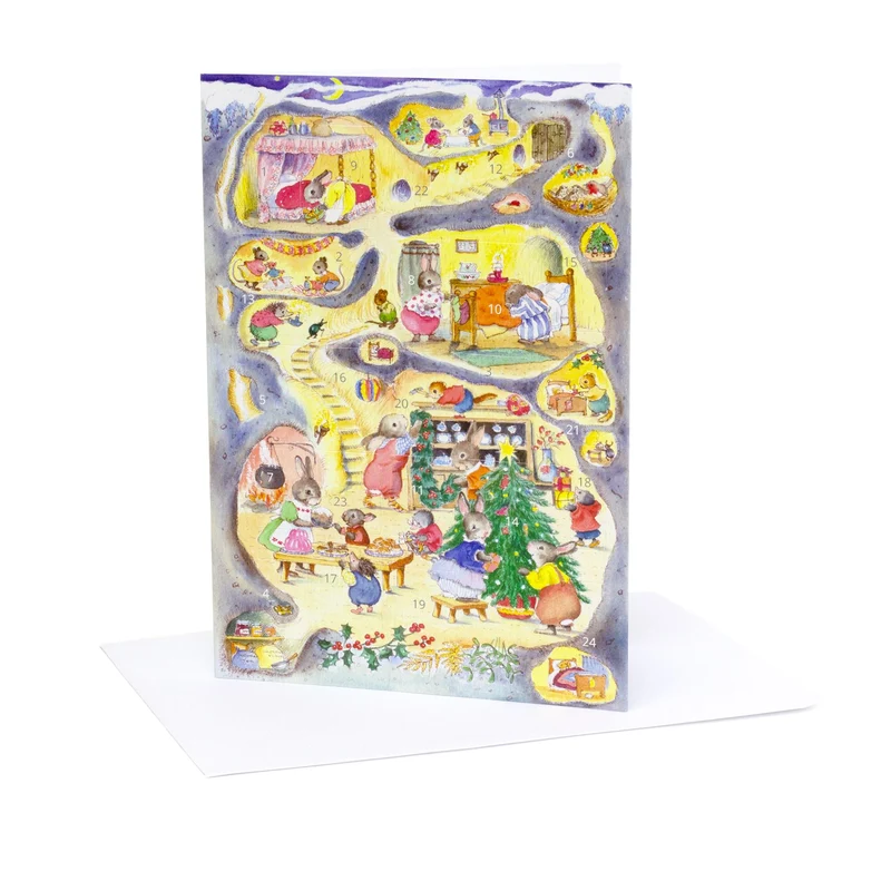 Rabbit Warren Advent Calendar Greetings Card | Christmas Advent Calendar - A5