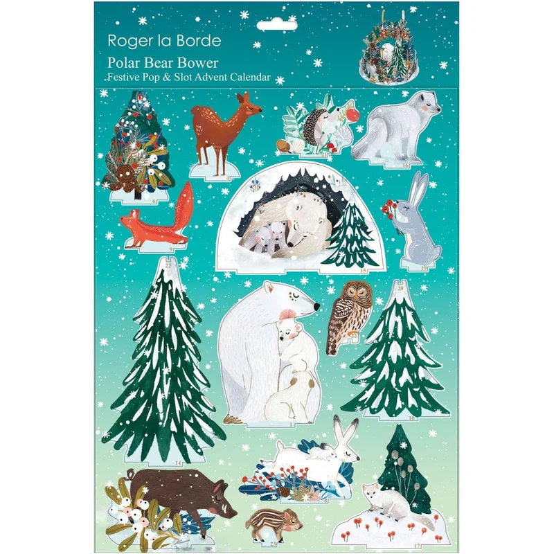 3D Pop & Slot Polar Bear Bower Free Standing Christmas Advent Calendar