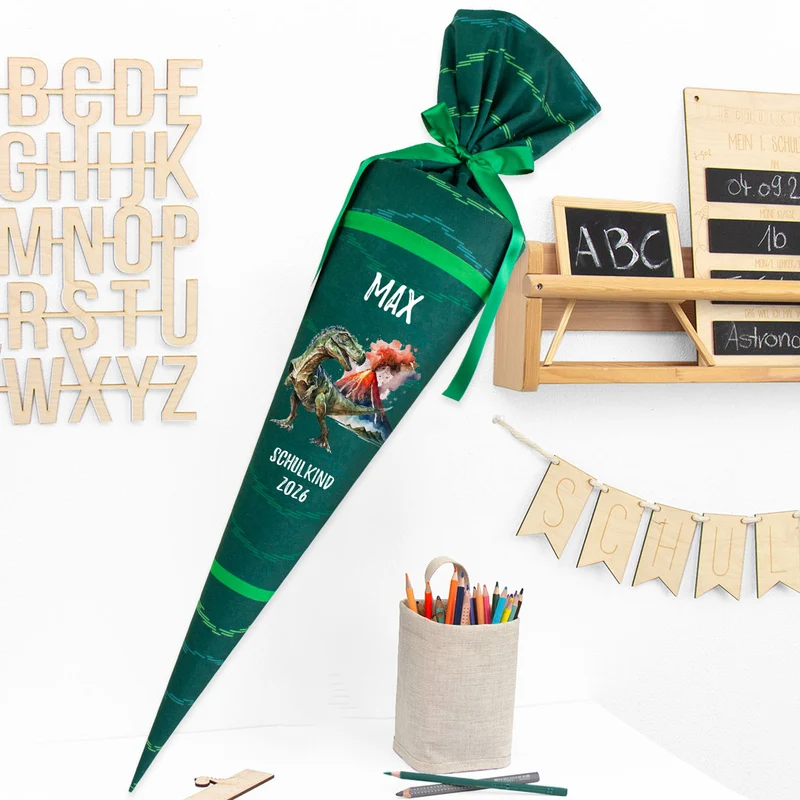 Deine Schultüte aus Stoff mit Wunschname - Jungs Modell 8 - 70 cm
