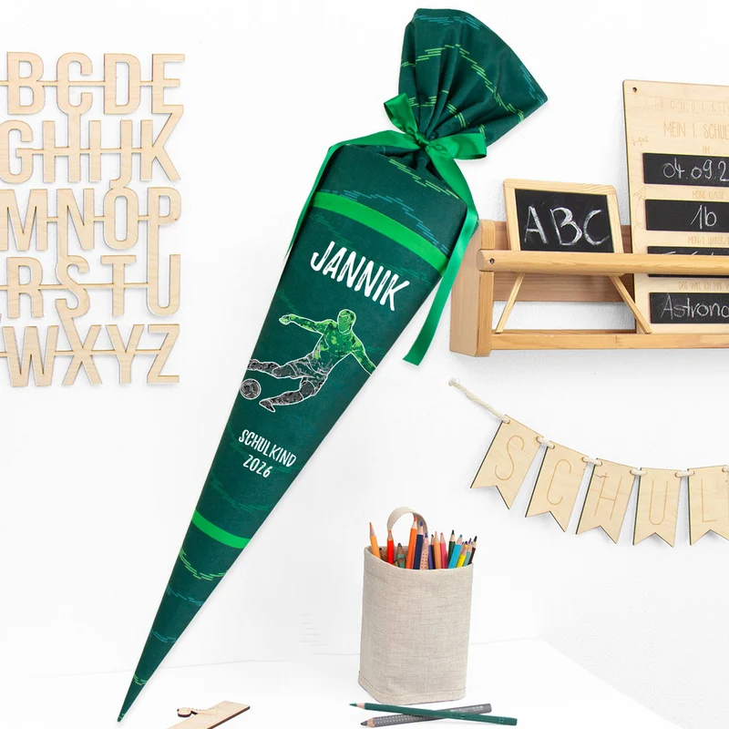 Deine Schultüte aus Stoff mit Wunschname - Jungs Modell 8 - 70 cm